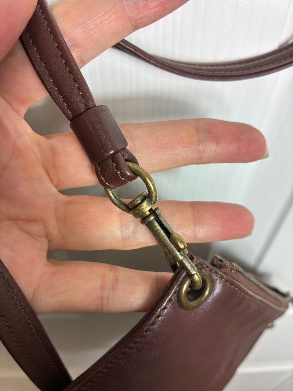 Eileen Fisher Brown/ Oxblood Leather Messenger Crossbody - Picture 8 of 12